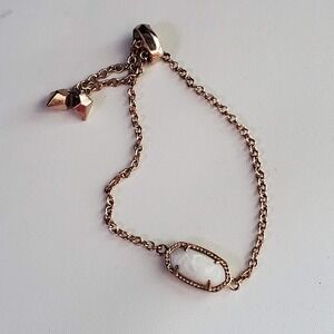 Kendra Scott Elaina Adjustable Chain Bracelet Rose Gold White Mother of Pearl